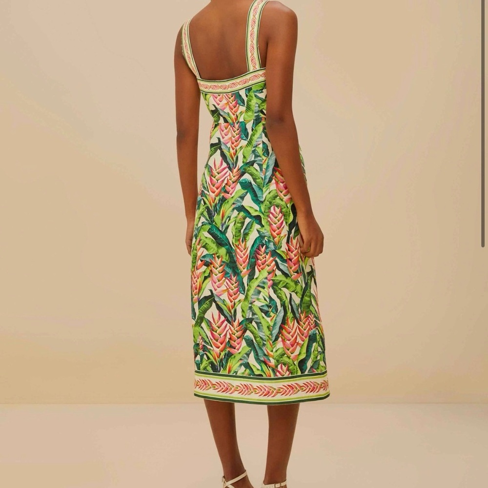 NEW FARM RIO Heli Leaves Linen Midi Dress - Picture 3 of 10